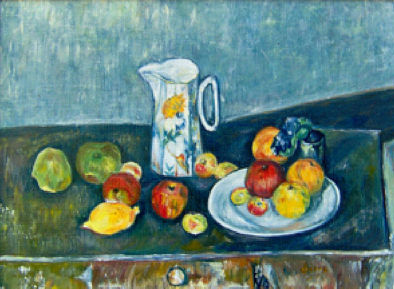 Pot au lait, pommes et citron (d'après Paul Cézanne) 1880