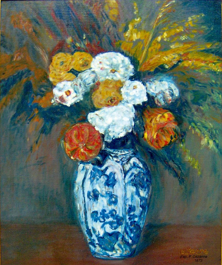 Vase de fleurs ou dahlias (d’après Paul Cézanne) 1873